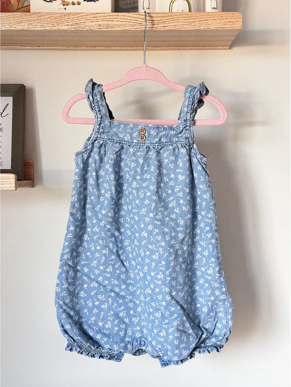 Chambray Floral Bubble Romper Sz 18m